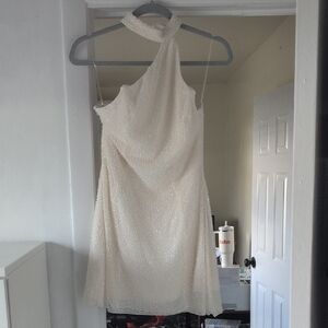 Elegant Cream Halter Dress